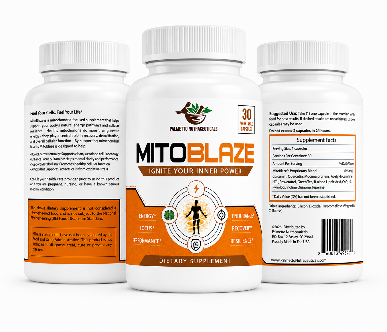 MitoBlaze — three bottle product view